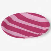 ピンクストライプのの使い捨てパーティー紙プレート ペーパープレート (アングル)