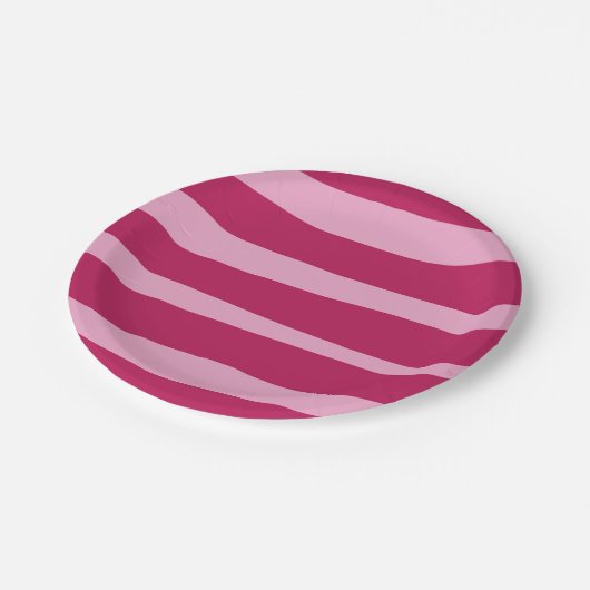 ピンクストライプのの使い捨てパーティー紙プレート ペーパープレート (アングル)