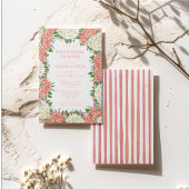 ピンクストライプのアジサイ結婚ズのリハーサルディナー 招待状