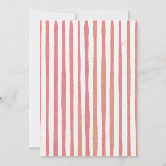 ピンクストライプのアジサイ結婚ズのリハーサルディナー 招待状 (裏面)