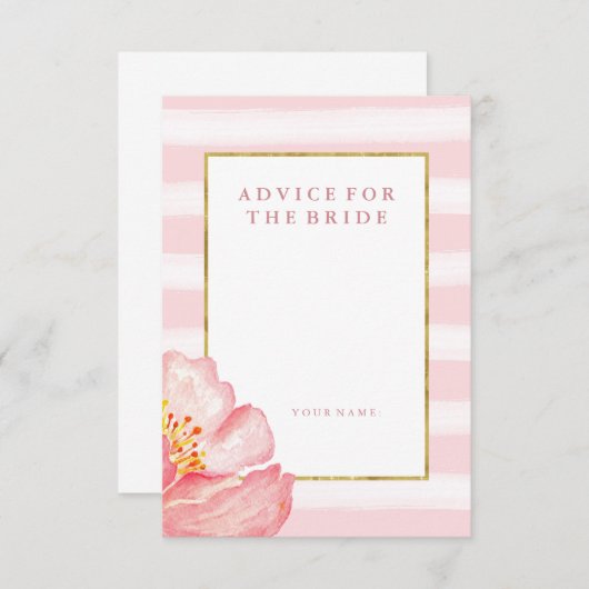 ピンクストライプのアドバイスと牡丹の花嫁 アドバイスカード (正面/裏面)