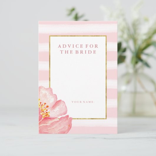ピンクストライプのアドバイスと牡丹の花嫁 アドバイスカード (スタンド正面)