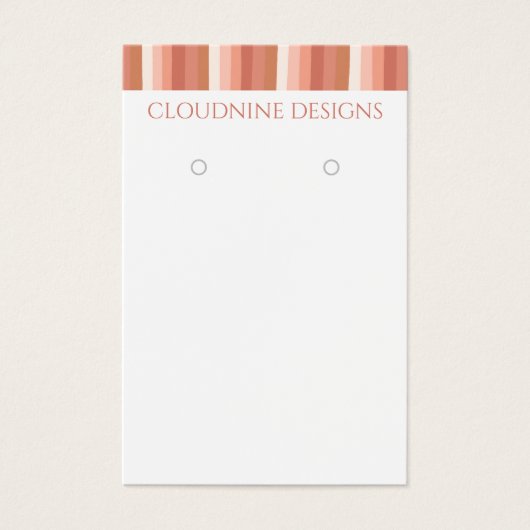 ピンクストライプのイヤリングネックレスジュエリー表示カード (正面)