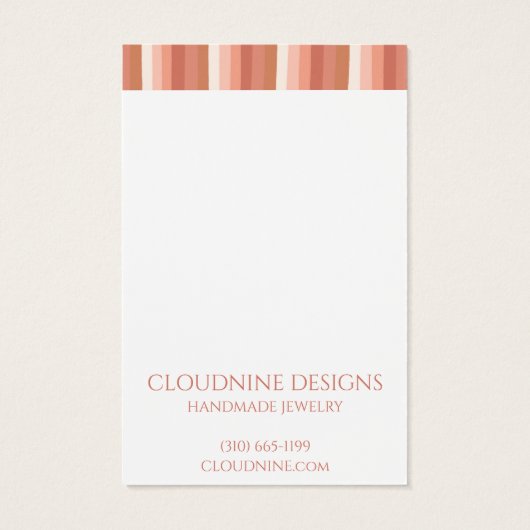 ピンクストライプのイヤリングネックレスジュエリー表示カード (裏面)