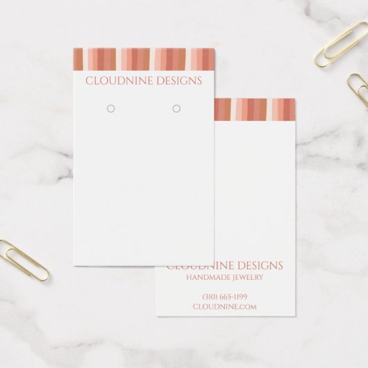 ピンクストライプのイヤリングネックレスジュエリー表示カード (オフィス)
