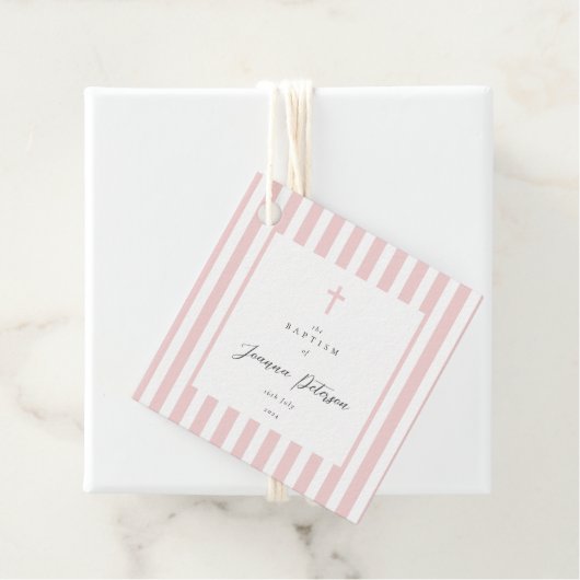 ピンクストライプのエレガント洗礼 フェイバータグ (インサイチュ)