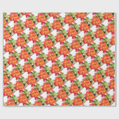 ピンクストライプのオレンジ茶バラ水の色パターン（の模様が）ある ラッピングペーパー (フラット)