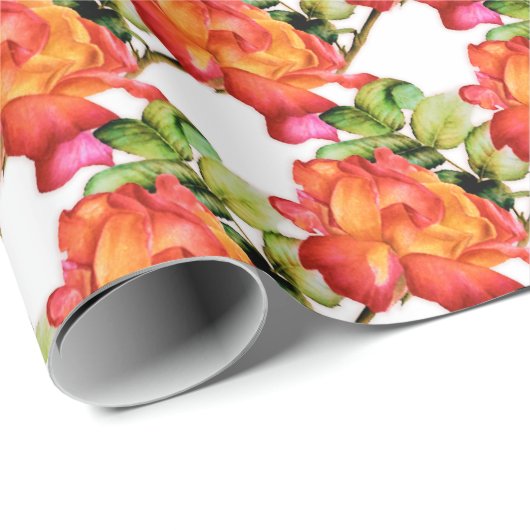 ピンクストライプのオレンジ茶バラ水の色パターン（の模様が）ある ラッピングペーパー (ロールコーナー)