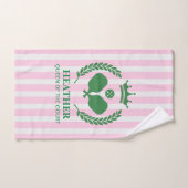 ピンクストライプのクイーンズザコートピックボール ハンドタオル (ハンドタオル)