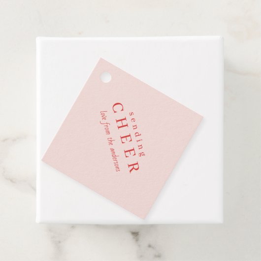 ピンクストライプのクリスマスホリデーギフトラベル フェイバータグ (インサイチュ)