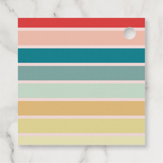 ピンクストライプのクリスマスホリデーギフトラベル フェイバータグ (裏面)