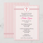 ピンクストライプのクロス招待状 招待状 (正面/裏面)