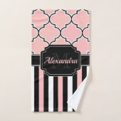 ピンクストライプのクローバー バスタオルセット (ハンドタオル)