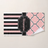 ピンクストライプのクローバー バスタオルセット (ハンドタオル)