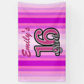 ピンクストライプのグリッター番号 横断幕 (縦)