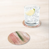 ピンクストライプのグ絵画リー抽象芸術 ラウンドペーパーコースター (インサイチュ)