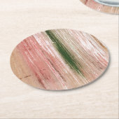ピンクストライプのグ絵画リー抽象芸術 ラウンドペーパーコースター (アングル)