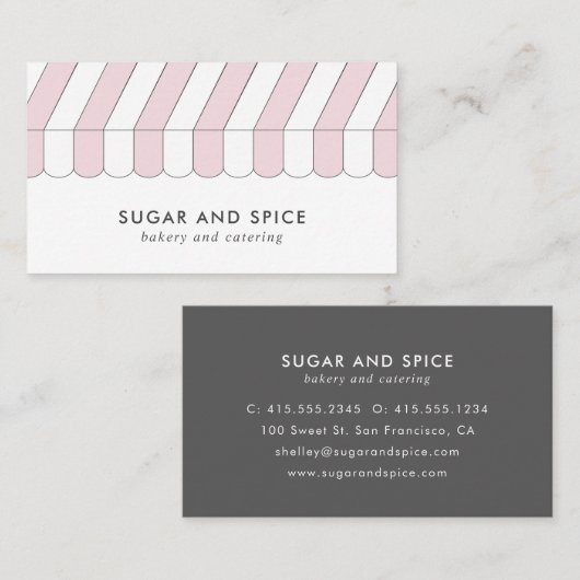 ピンクストライプのストアフロント名刺 名刺 (正面/裏面)