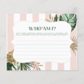 ピンクストライプのトロピカル誰が私のブライダルシャワーゲーム (正面)