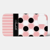 ピンクストライプのドットと大きなドット Case-Mate iPhoneケース (裏面 (横))