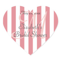 ピンクストライプのパーソナライズされたハート型ラベル