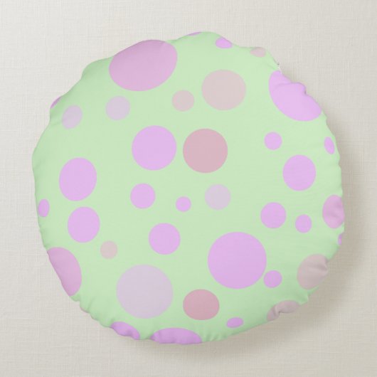 ピンクストライプのパーソナライズされたベビーガール写真枕 ラウンドクッション (裏面)