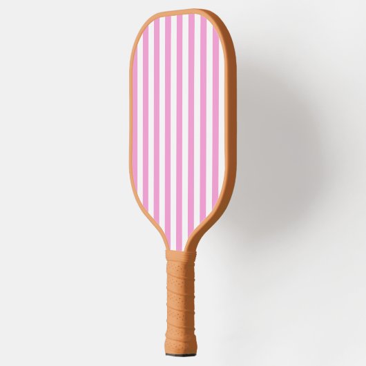 ピンクストライプのピックボールのパドル – ザ名門私立校風のピース ピックルボールラケット (左)