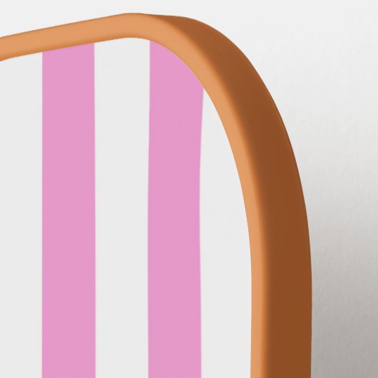 ピンクストライプのピックボールのパドル – ザ名門私立校風のピース ピックルボールラケット (左詳細)