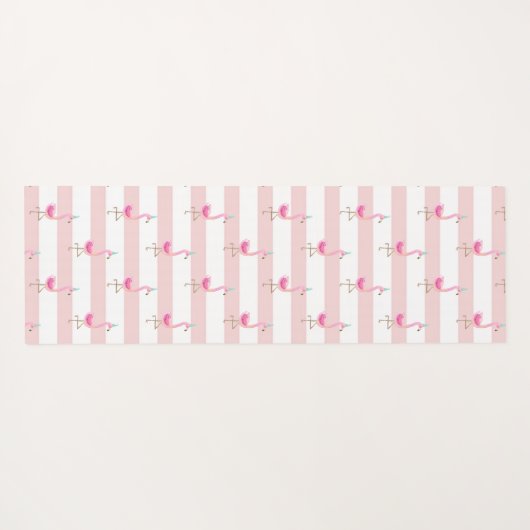 ピンクストライプのフラミンゴ自分の落ち着きを作り出す ヨガマット (裏面(横))