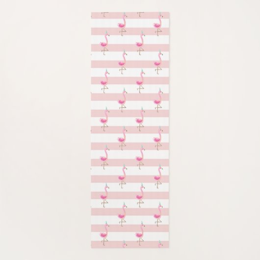 ピンクストライプのフラミンゴ自分の落ち着きを作り出す ヨガマット (裏面)