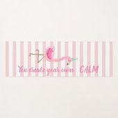 ピンクストライプのフラミンゴ自分の落ち着きを作り出す ヨガマット (正面(横))