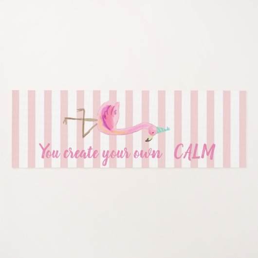 ピンクストライプのフラミンゴ自分の落ち着きを作り出す ヨガマット (正面(横))