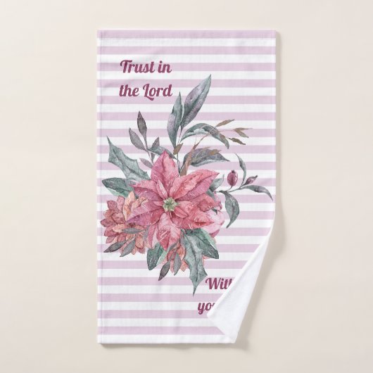 ピンクストライプのフローラは主のタオルセットを信頼 バスタオルセット (ハンドタオル)