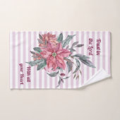 ピンクストライプのフローラは主のタオルセットを信頼 バスタオルセット (ハンドタオル)