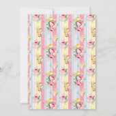 ピンクストライプのフローラ1歳のパーティー 招待状 (裏面)