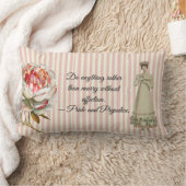 ピンクストライプのプライドと偏見引用文 ランバークッション (ブランケット)