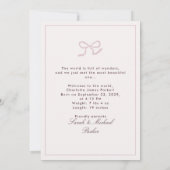 ピンクストライプのベビーと弓の誕生発表 案内状 (裏面)