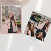 ピンクストライプのモダンミニマル写真卒業 招待状