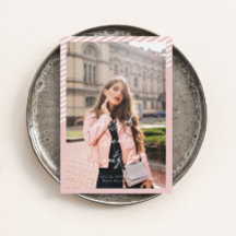 ピンクストライプのモダンミニマル写真卒業