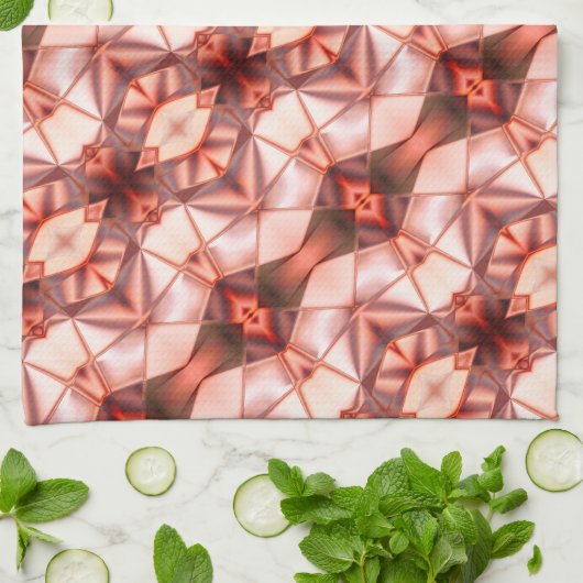 ピンクストライプのワインで絹のようなラポートの抽象芸術 キッチンタオル (折り畳み)