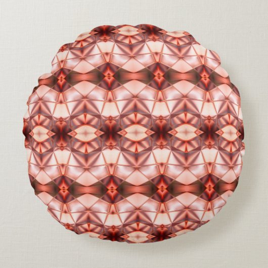 ピンクストライプのワインで絹のようなラポートの抽象芸術 ラウンドクッション (正面)