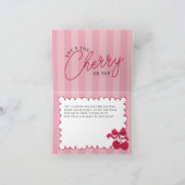 ピンクストライプのヴィンテージさくらんぼベビーシャワーフラット サンキューカード (内部)