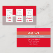 ピンクストライプの国際的言語hello 名刺 (正面/裏面)