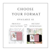 ピンクストライプの女の子の最初の交友の写真 招待状