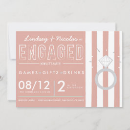 ピンクストライプの婚約パーティ招待状 招待状