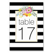 ピンクストライプの民俗花結婚のテーブル番号 テーブルナンバー (裏面)