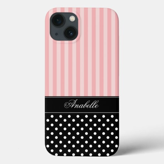 ピンクストライプの水玉模様 Case-Mate iPhoneケース (裏面)