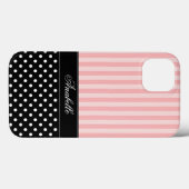 ピンクストライプの水玉模様 Case-Mate iPhoneケース (裏面 (横))