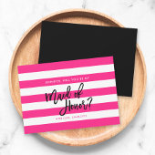 ピンクストライプの白いメイド・オブ・オーナー(花嫁付き添い人) 招待状