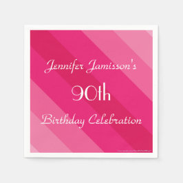 ピンクストライプの紙ナプキンス90th誕生日パーティー スタンダードカクテルナプキン